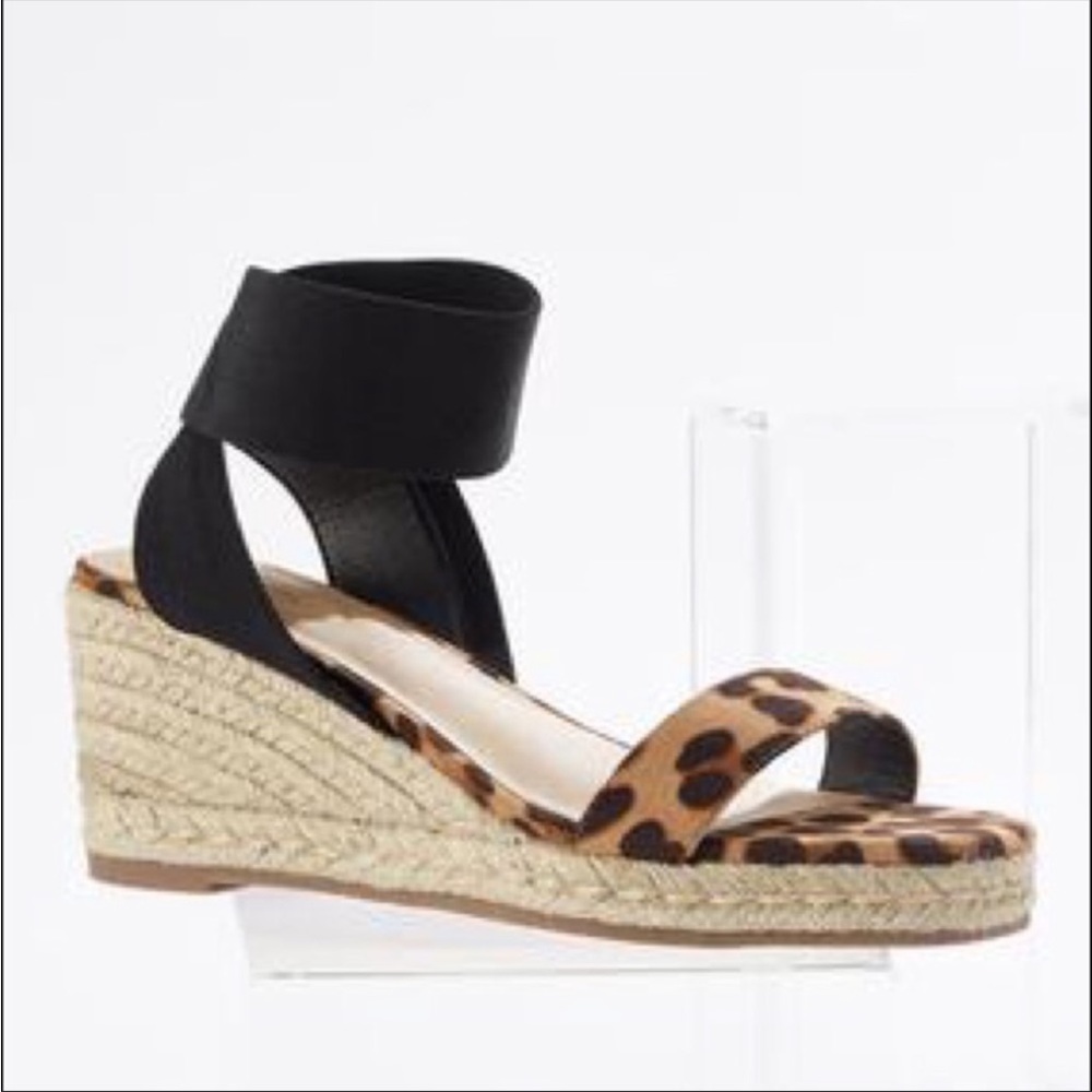 Cato Leopard Ankle Band Wedge Sandals